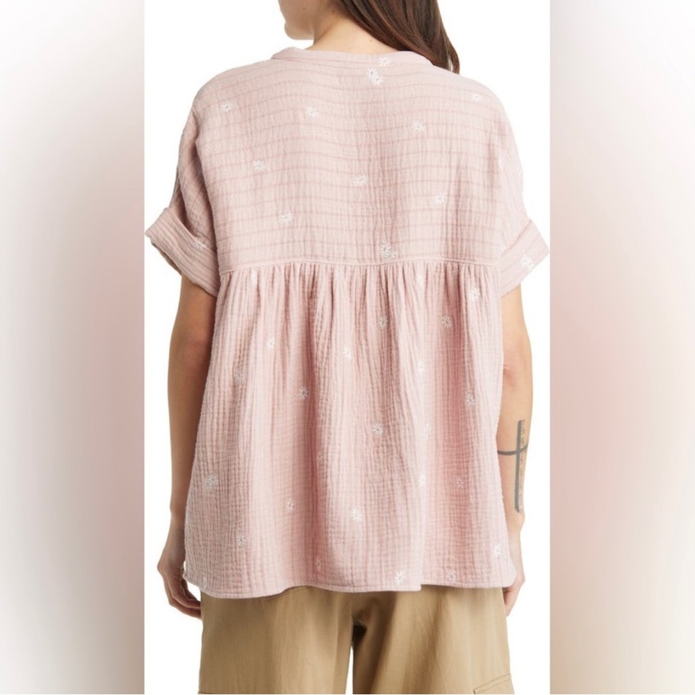 NWT Madewell Embroidered Lakeline Popover Shirt in Warm Thistle Size X-Small - Picture 3 of 9
